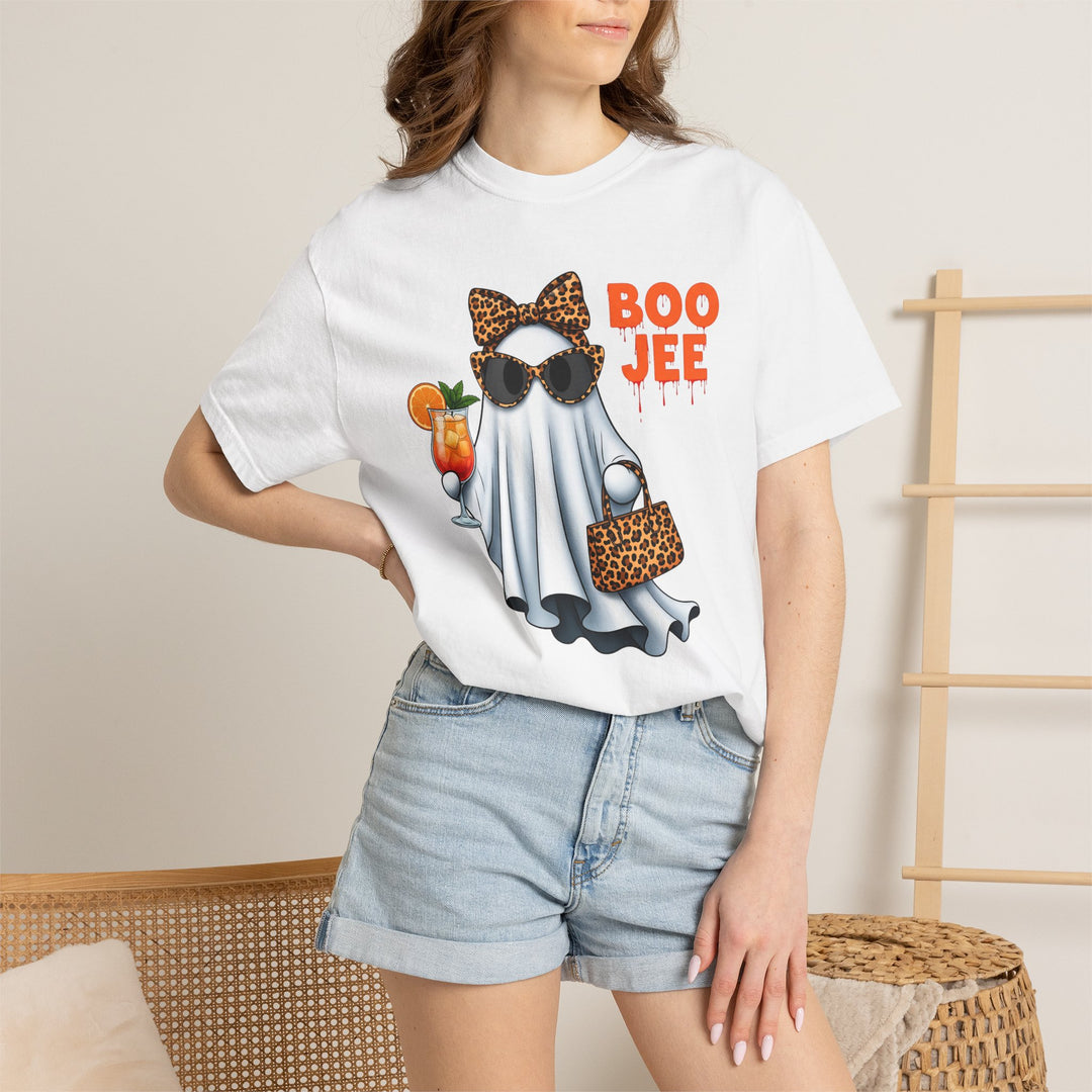Funny Fall Boo Jee T-Shirt | Fancy Ghost with Designer Bag and Cocktail | Unisex Comfort Colors® Tee