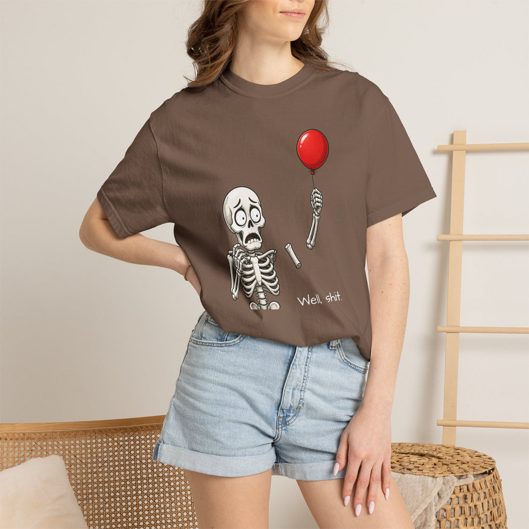 Funny Fall Skeleton and Balloon T-Shirt | Unisex Comfort Colors® Tee
