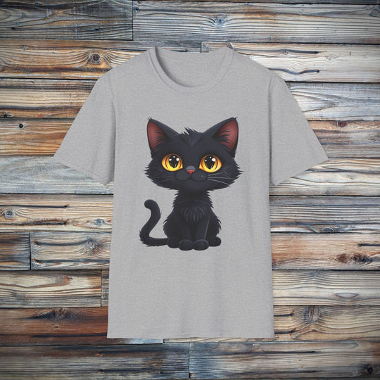 Cute Black Cat Unisex Tee - Softstyle T-Shirt, Funny Cat Lover Gift, Halloween Shirt