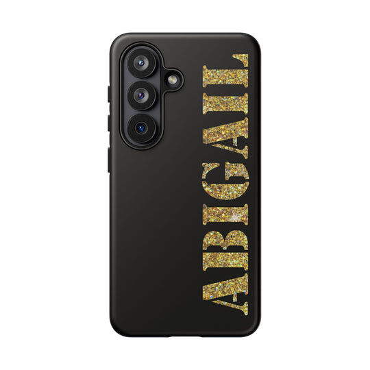New Samsung 26 Stenciled Name Phone Case | Tough Matte Black Personalized