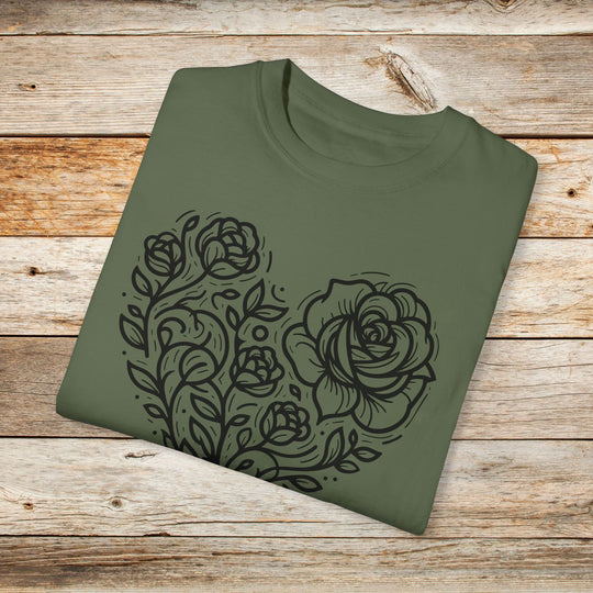 Blooming Heart Rose Graphic T-Shirt