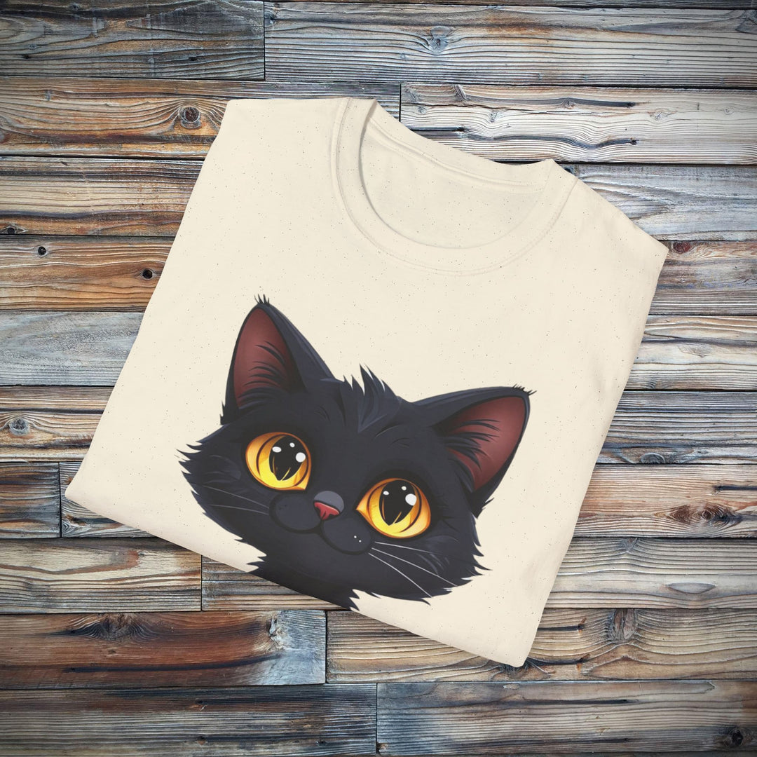 Cute Black Cat Unisex Tee - Softstyle T-Shirt, Funny Cat Lover Gift, Halloween Shirt