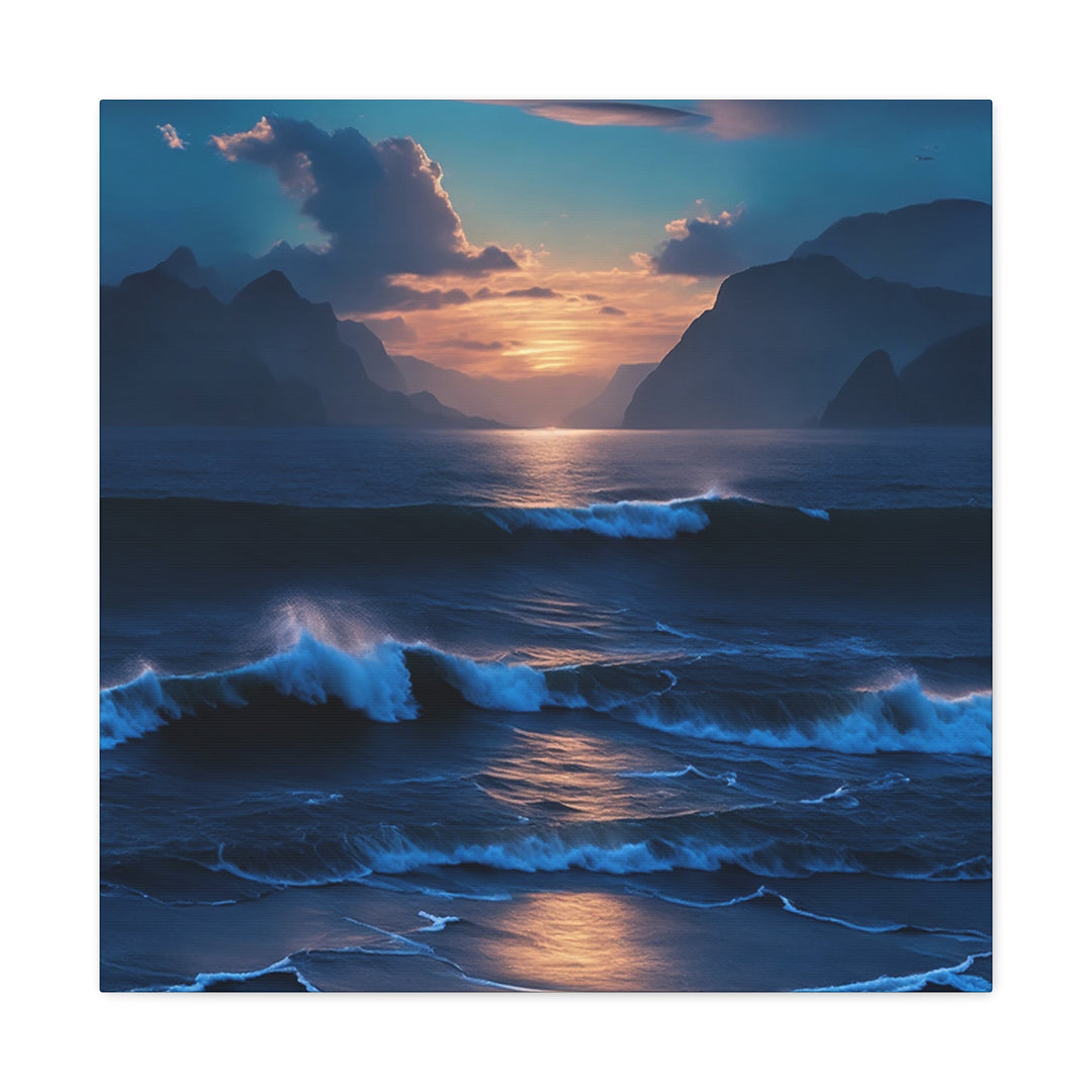 Ocean Sunset Abstract Oil Painting Navy Blue (v2)