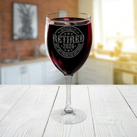 Personalized Retired Wine Glass
