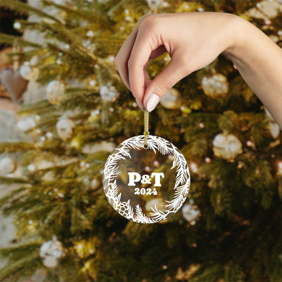 Personalized Glass Christmas Ornament - Custom Initials & Year