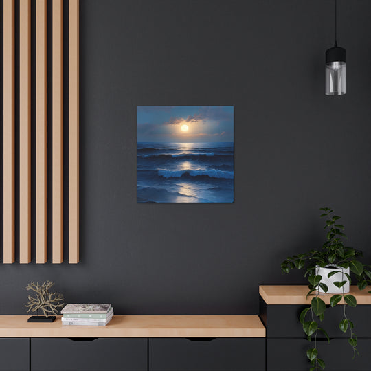Ocean Sunset Abstract Oil Painting Navy Blue (v1)