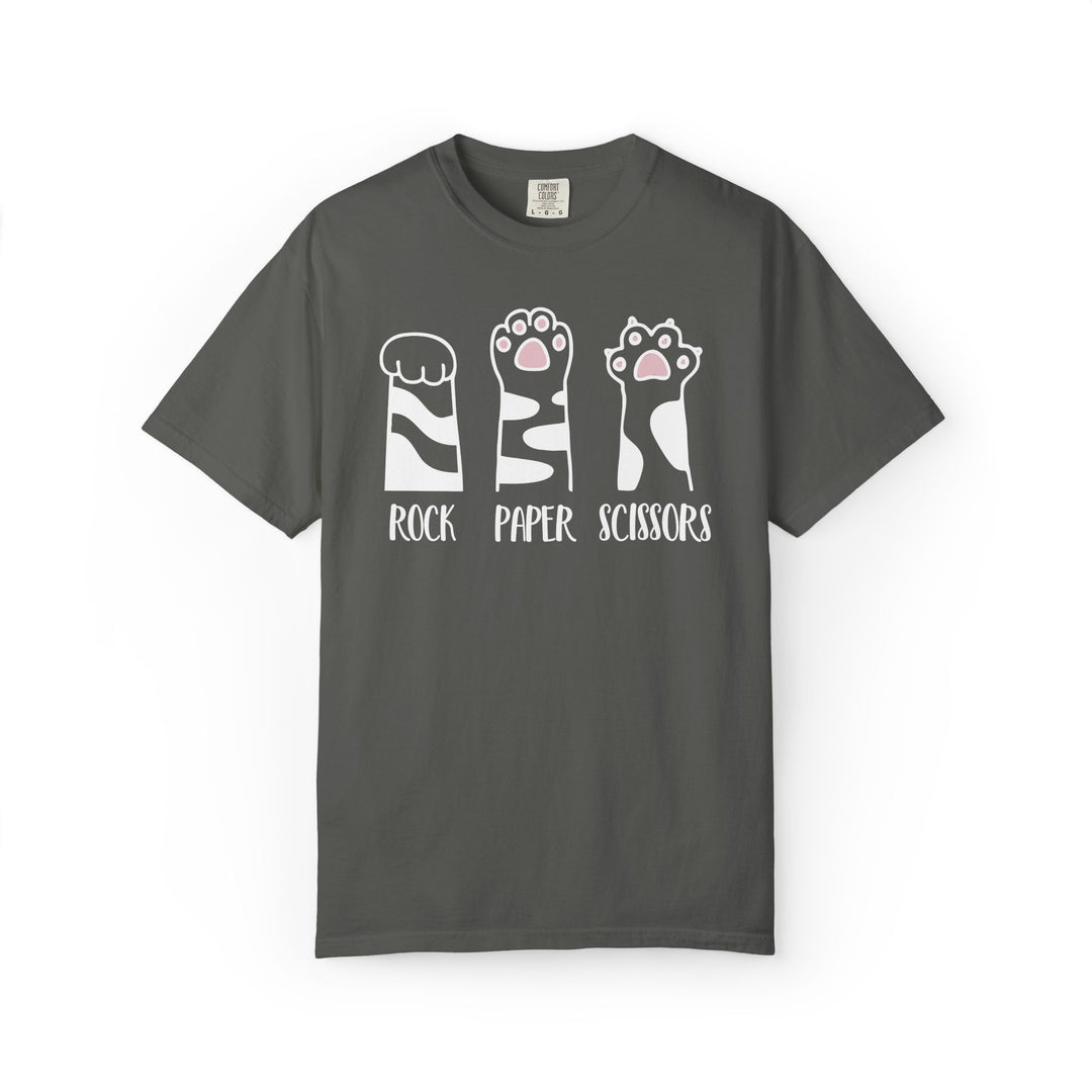 Rock Paper Scissors Cat T-Shirt | Funny Cat Lover Shirt with Cat Paws