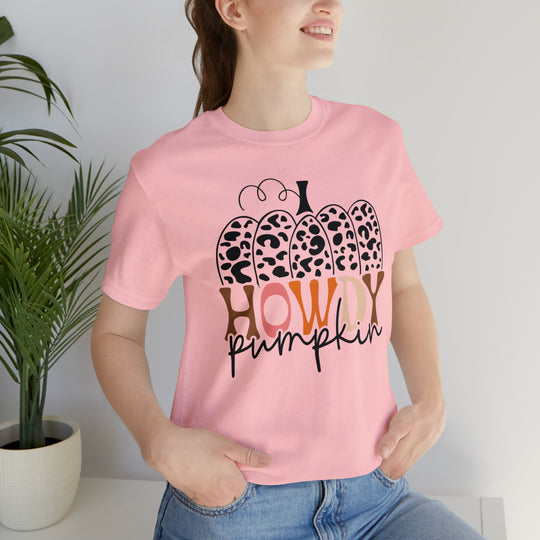 Hello Pumpkin Autumn T-Shirt with Pumpkin Design and Leopard Spots