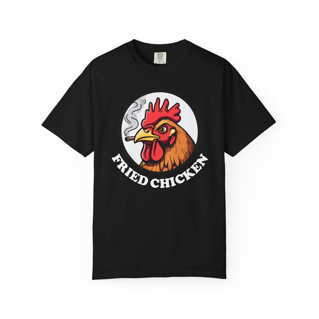 Fried Chicken T-Shirt | Funny Retro Logo Tee with a Rooster Smoking