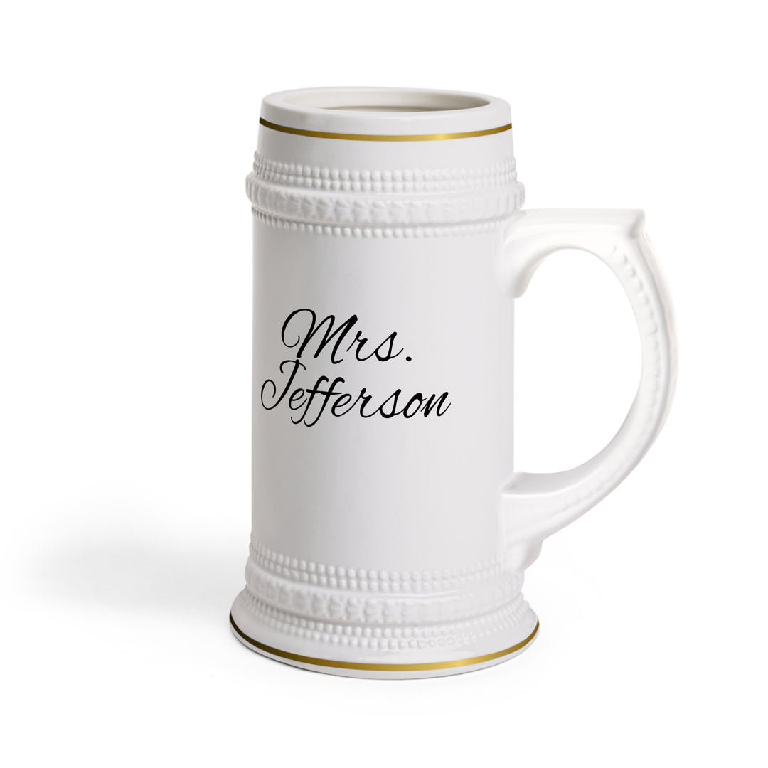 Personalized Bride &amp; Groom Mr. and Mrs. Beer Stein | Custom Ceramic Wedding Mug
