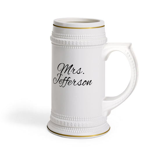 Personalized Bride &amp; Groom Mr. and Mrs. Beer Stein | Custom Ceramic Wedding Mug
