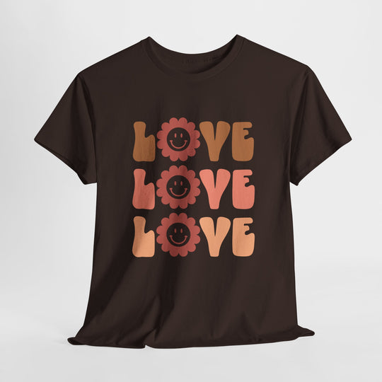 Love Shirt with Daisy Smiley - Classic Vintage Retro T-Shirt