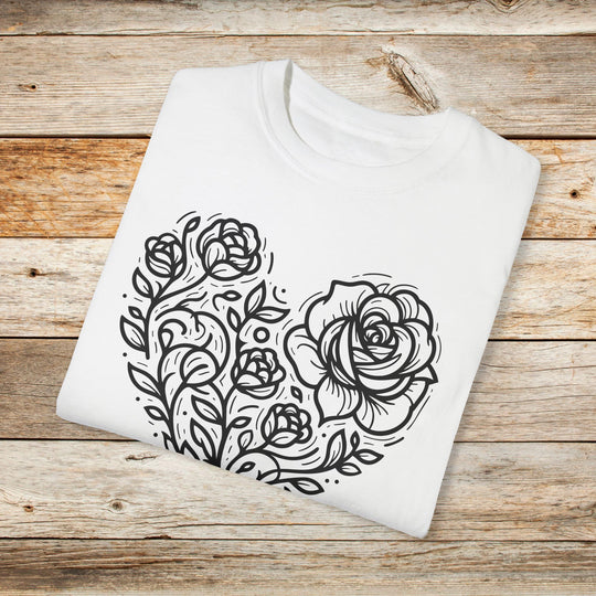 Blooming Heart Rose Graphic T-Shirt