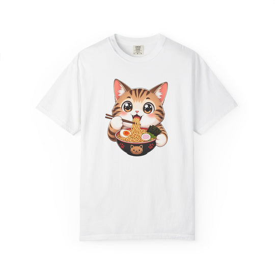 Cat Ramen Anime T-Shirt | Kawaii Cat Eating Ramen Noodles | Unisex Graphic Tee