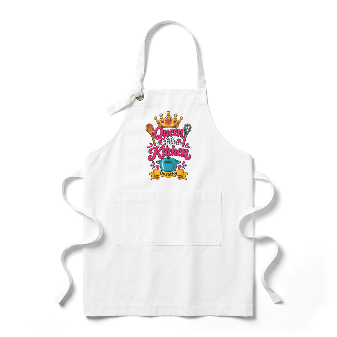 Personalized Queen of the Kitchen Apron with Crown and Utensils | Custom Name Apron | Christmas Gift for Her