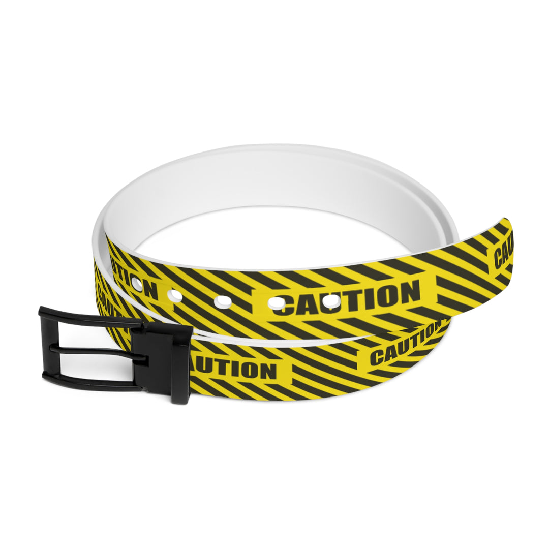 Caution Tape Belt - Yellow and Black Caution Pattern
