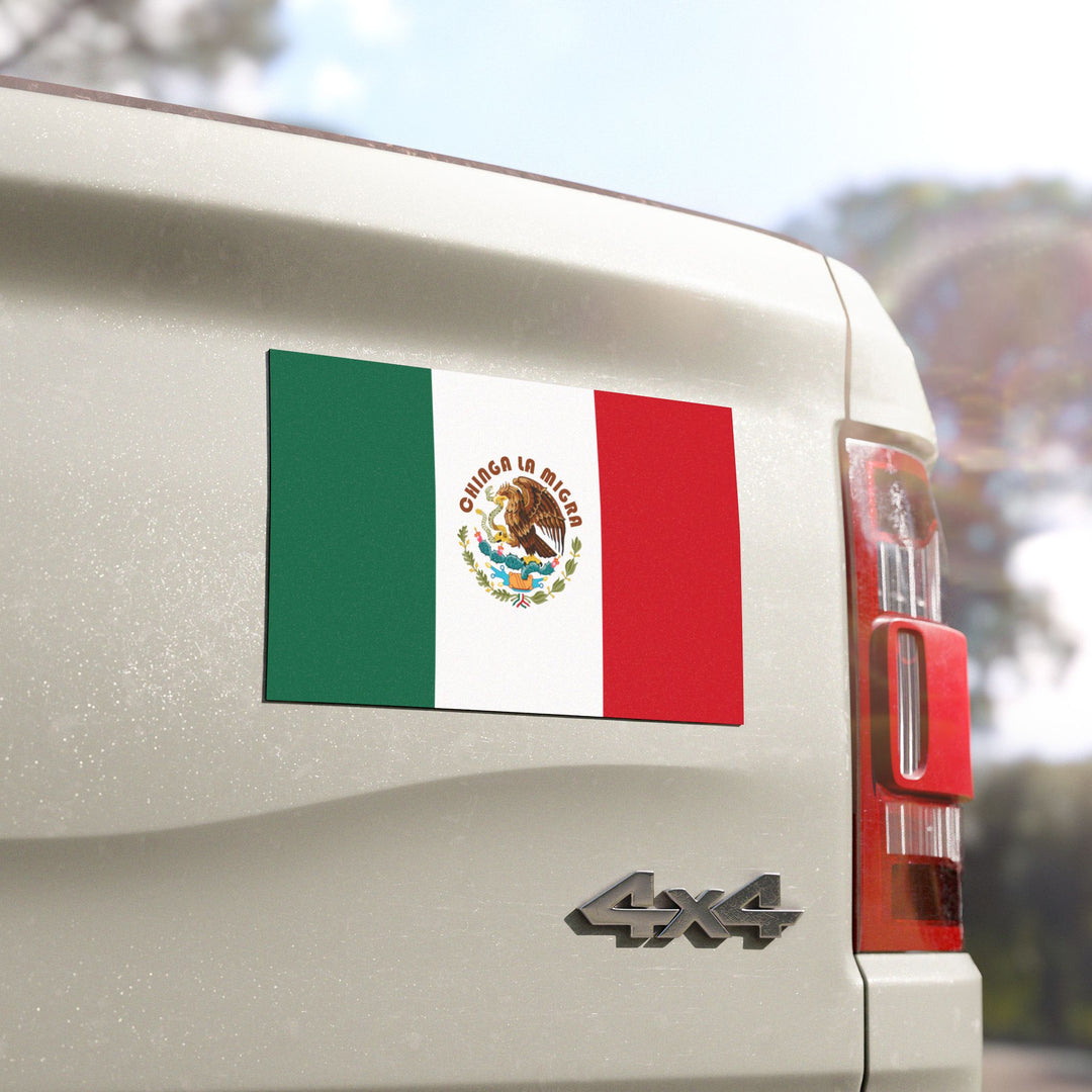 Mexican Flag Anti-ICE Chinga La Migra Car Magnet