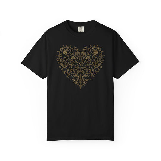 BOHO Floral Heart T-Shirt | Fall Flowers &amp; Hearts Comfort Colors® Tee for Women