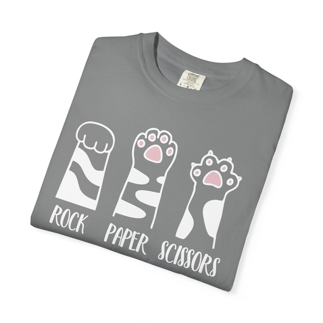 Rock Paper Scissors Cat T-Shirt | Funny Cat Lover Shirt with Cat Paws