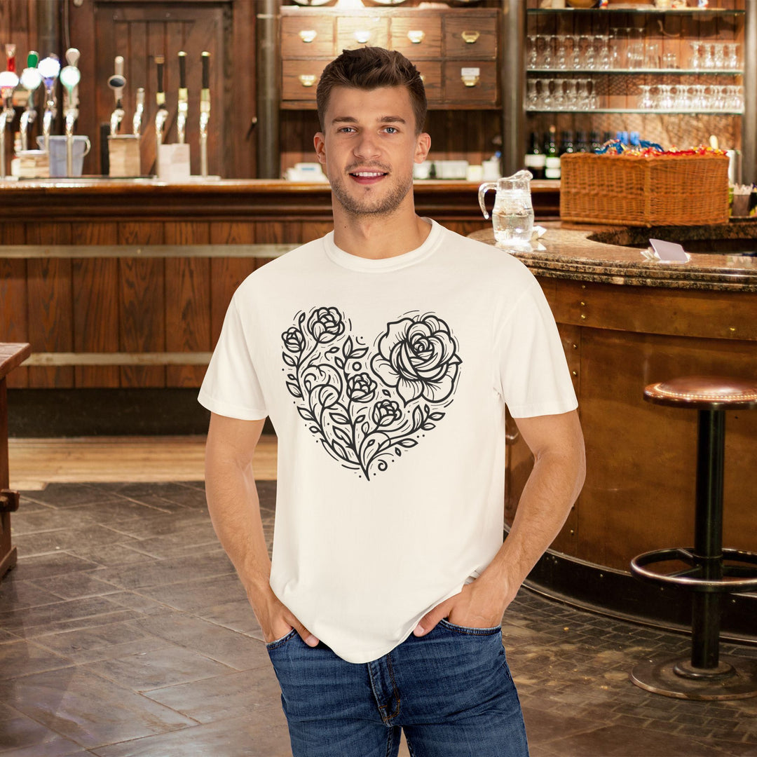 Blooming Heart Rose Graphic T-Shirt