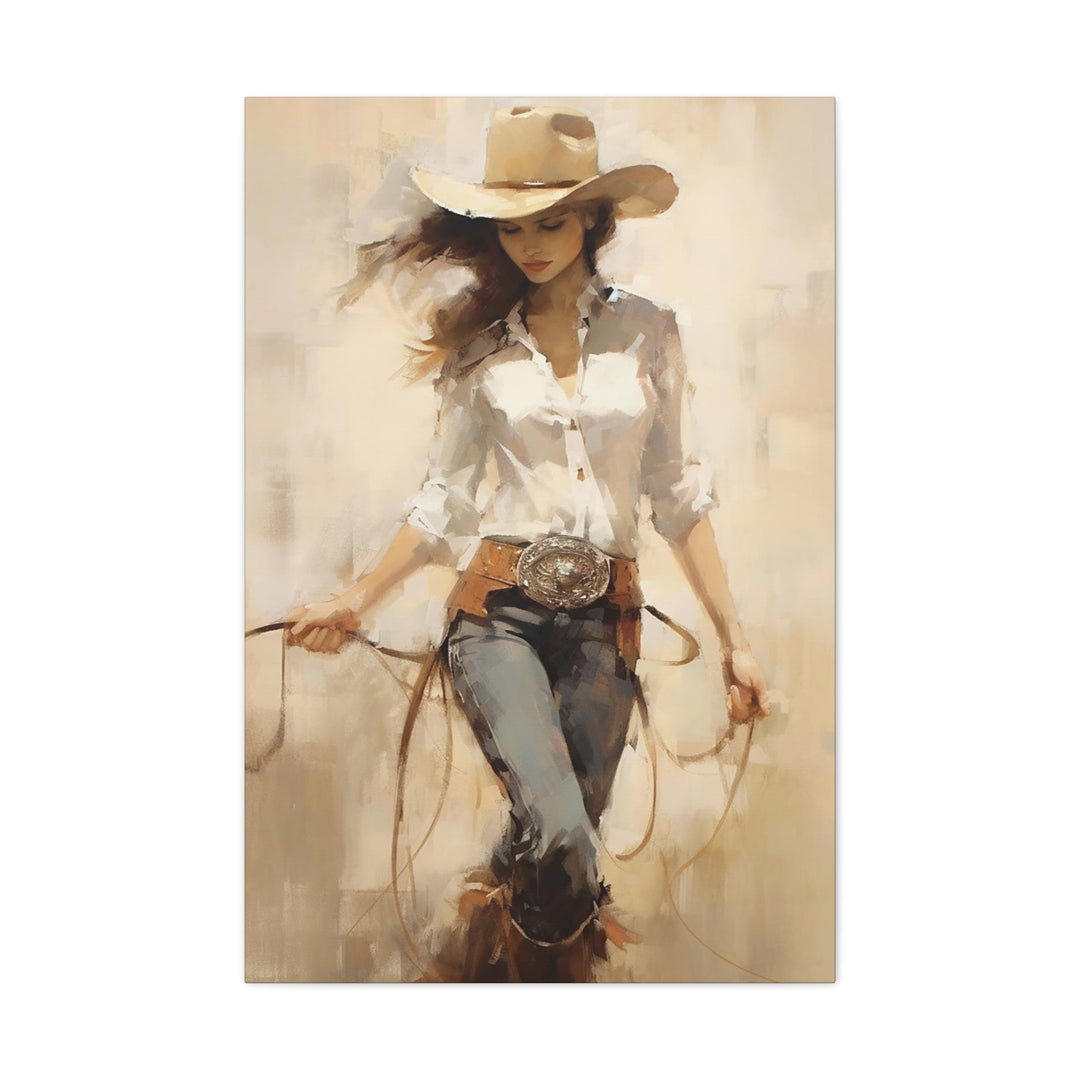 Cowgirl Print Vintage Western Art Oil Painting (v4)
