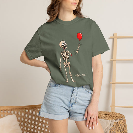 Funny Fall Skeleton and Balloon T-Shirt | Unisex Comfort Colors® Tee