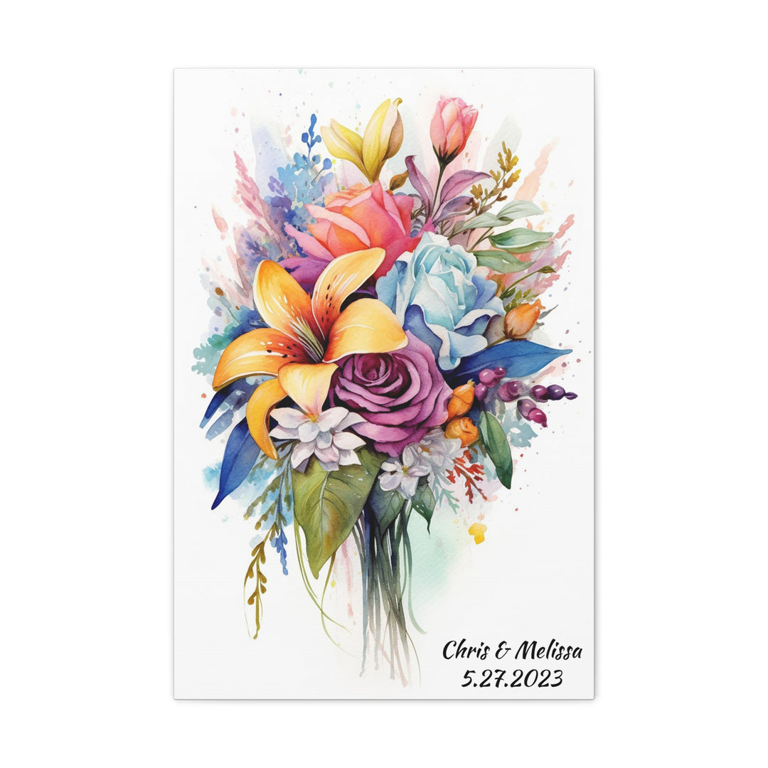 Personalized Wedding Anniversary Wall Art Floral Bouquet