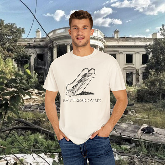 Trump Escalator Joke T-shirt, Political Graphic Tee, Gadsden Flag Mockery Shirt