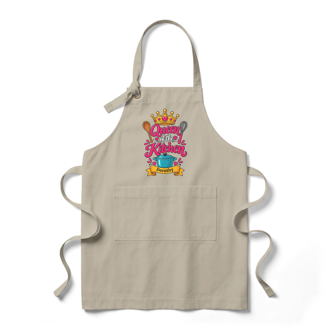 Personalized Queen of the Kitchen Apron with Crown and Utensils | Custom Name Apron | Christmas Gift for Her