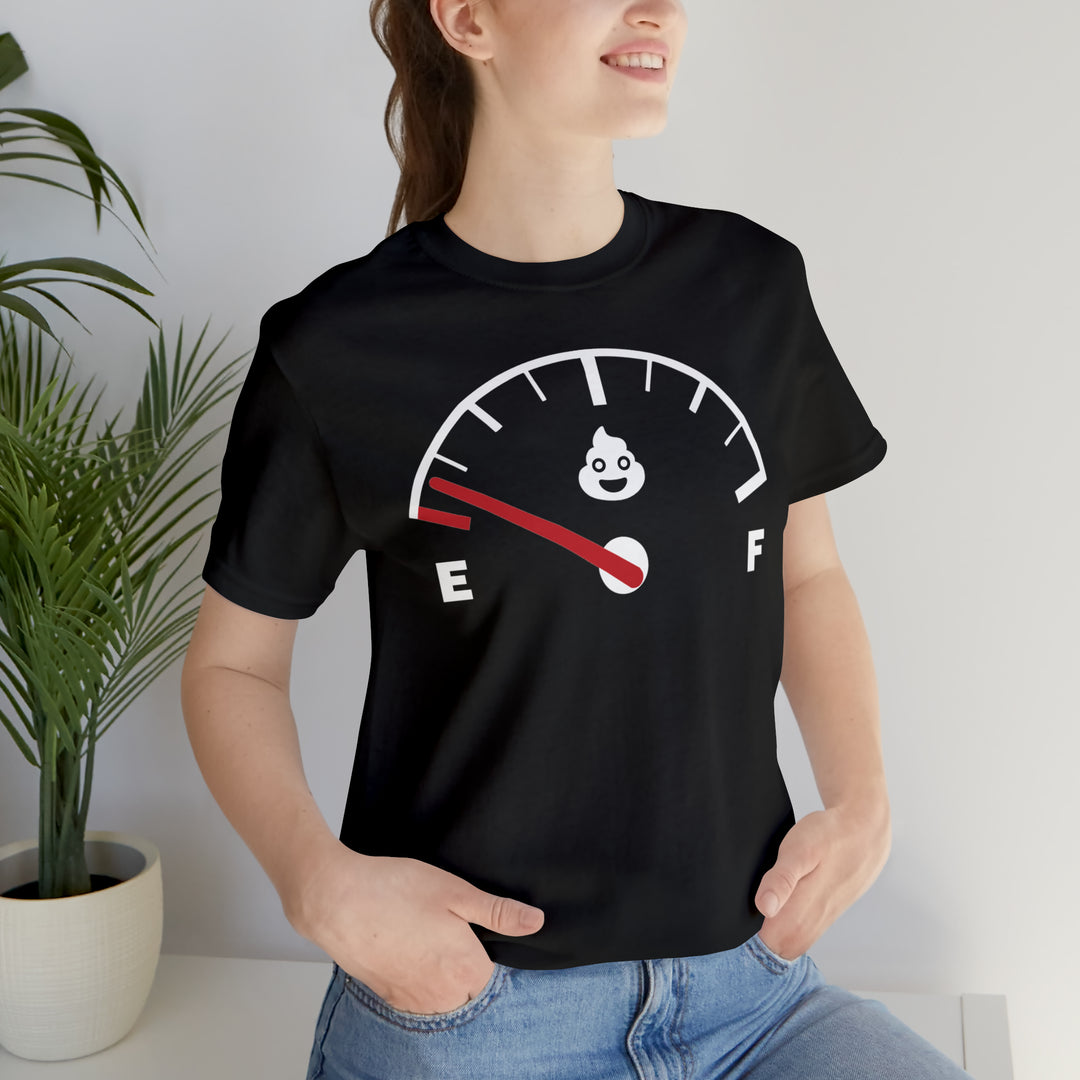 Give a Shit Meter Shirt - Funny T-Shirt with Gas Gauge Running Low