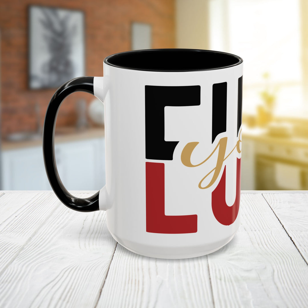 FULU Black Red Script Love Mug | Accent Coffee Mug 11oz 15oz