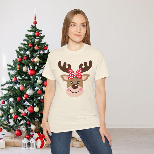 Cute Girl Reindeer Face Family Christmas Shirt