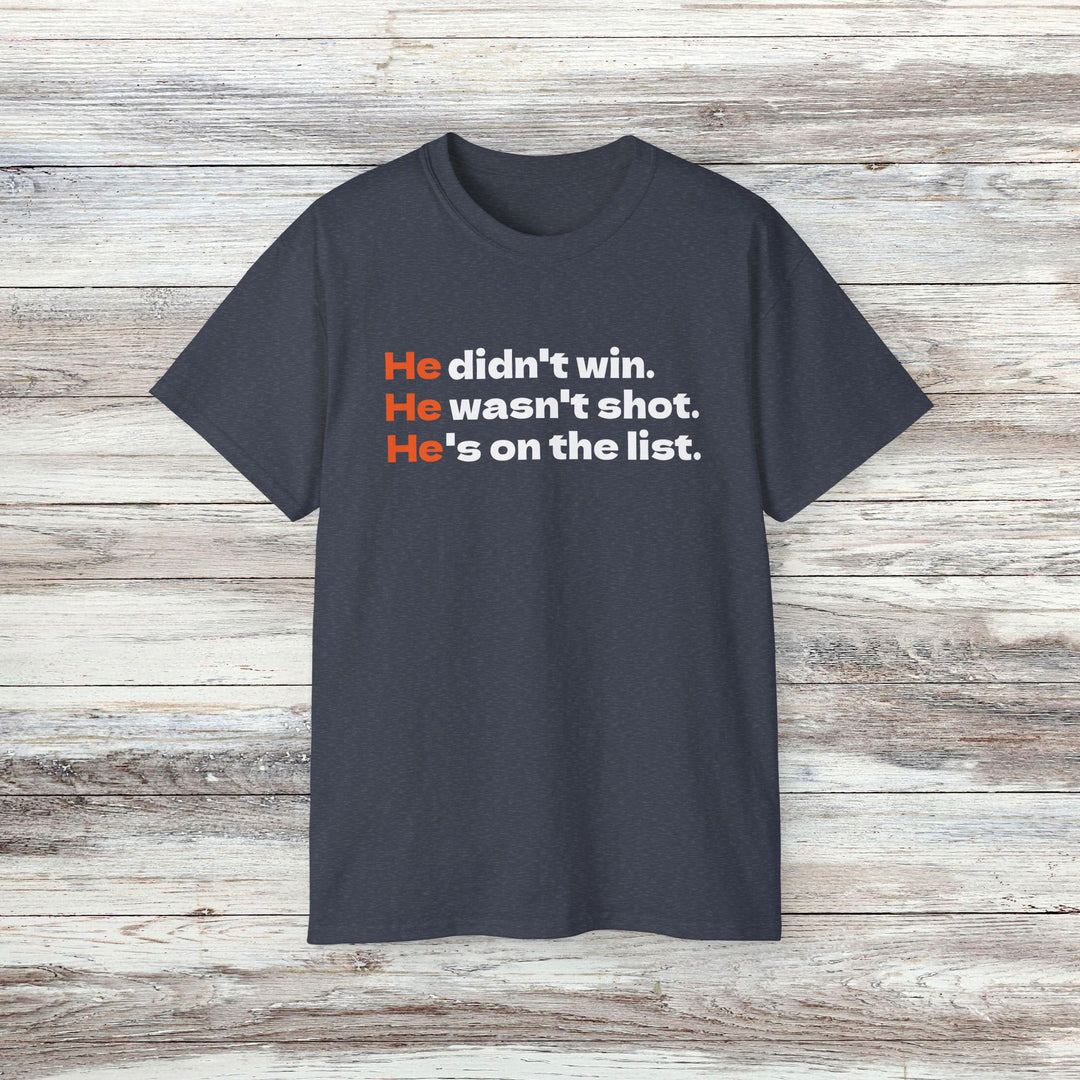 He's on the List T-Shirt, Anti-Trump Tee