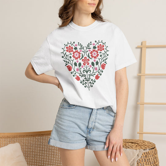 BOHO Floral Heart T-Shirt | Floral Fall Graphic Flowers and Hearts Tee