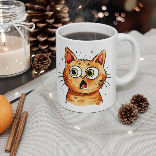 Ew, people. Scared Cat Mug - Ceramic 11oz Coffee Mug