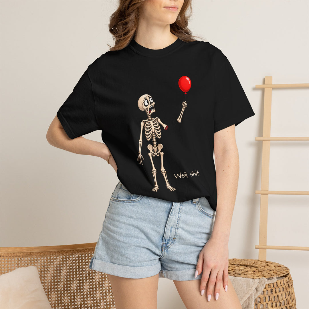 Funny Fall Skeleton and Balloon T-Shirt | Unisex Comfort Colors® Tee