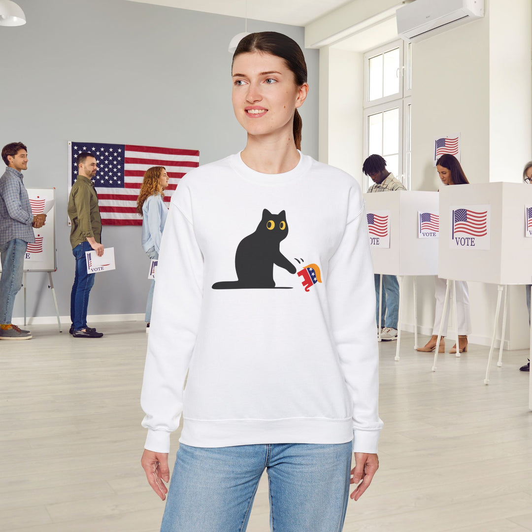 Black Cat vs. MAGA GOP Elephant Sweatshirt