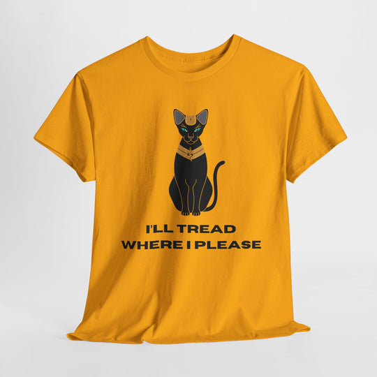 Empowering T-Shirt - I'll Tread Where I Please - Black Cat with Snake Design - Gadsden Flag