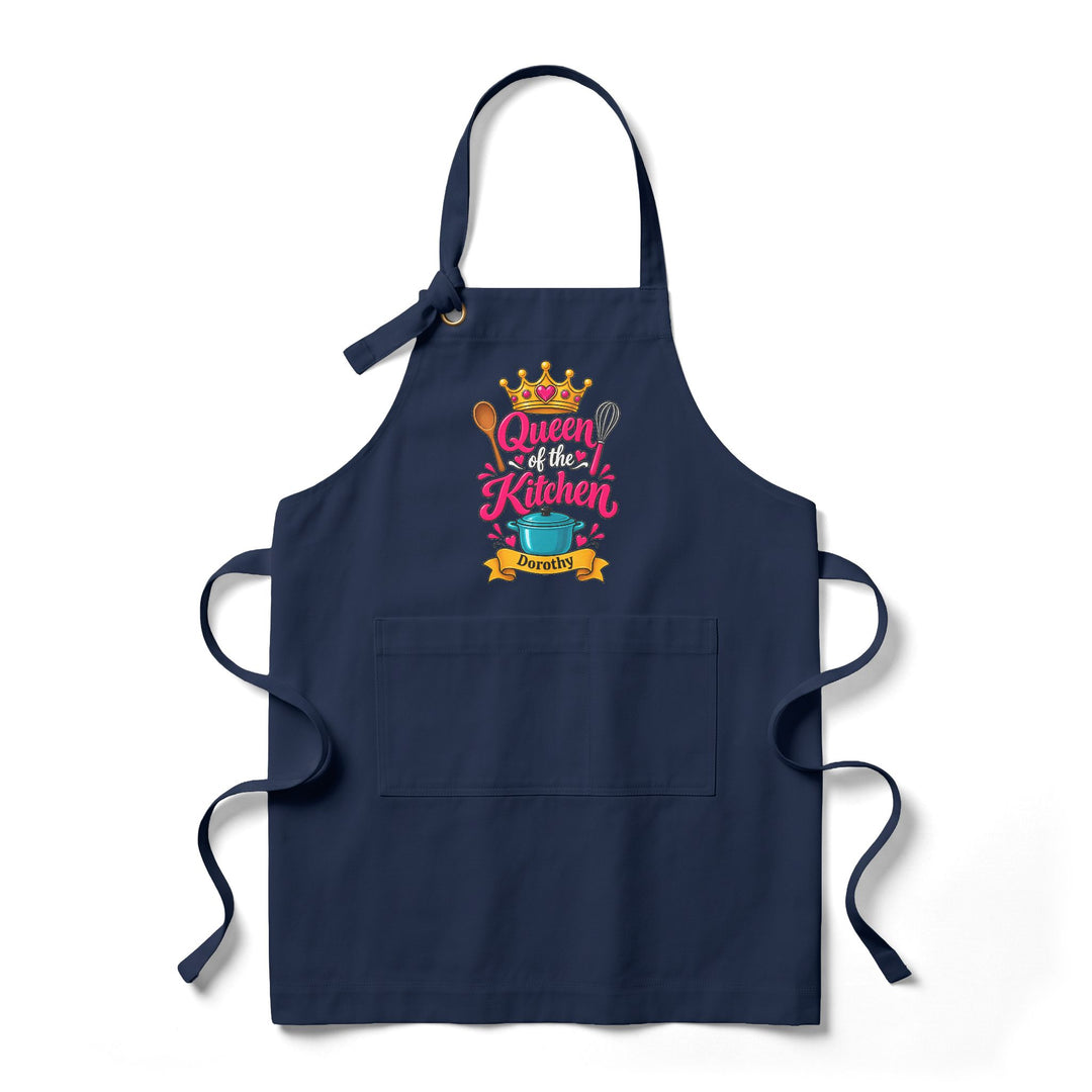 Personalized Queen of the Kitchen Apron with Crown and Utensils | Custom Name Apron | Christmas Gift for Her
