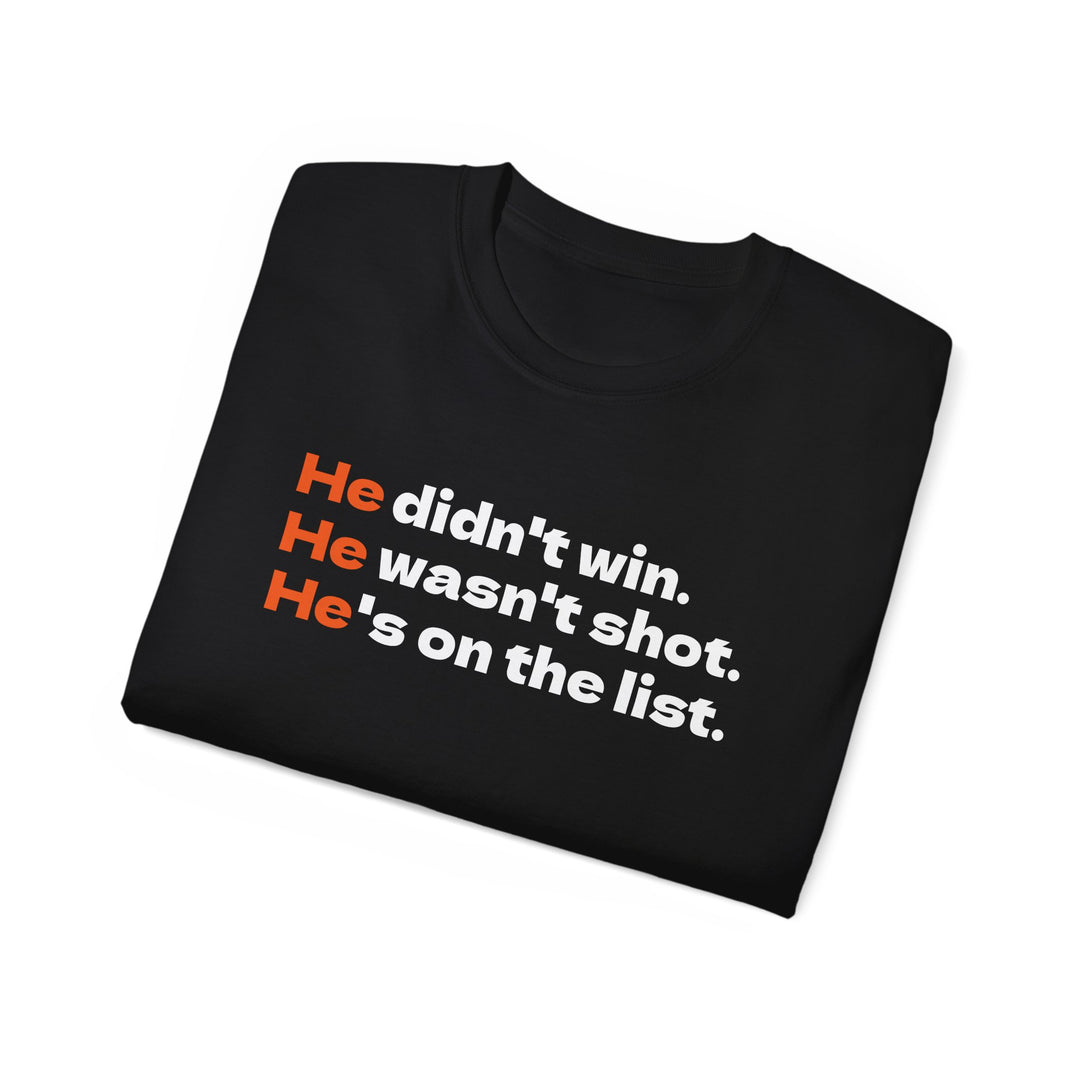 He's on the List T-Shirt, Anti-Trump Tee