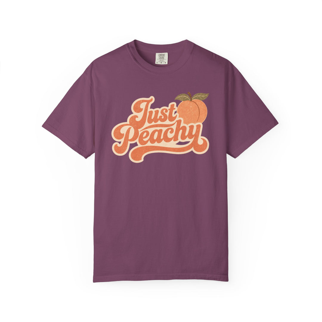 Just Peachy T-Shirt | Retro Graphic Tee | Vintage Summer Short Sleeve Shirt