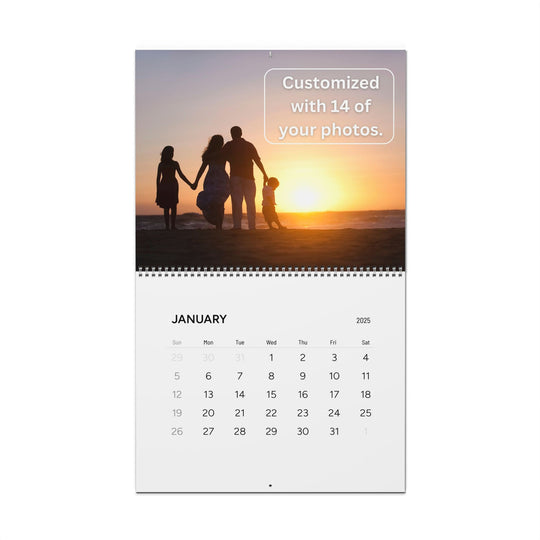 Custom 2025 Photo Wall Calendar - Personalized Picture Monthly Calendar - Custom Family Photo Keepsake