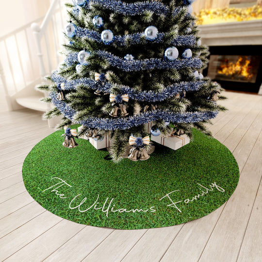 Personalized Round Tree Skirt with Family Name