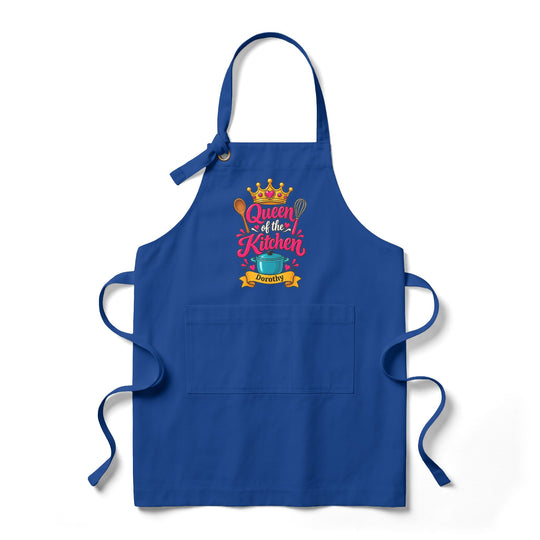 Personalized Queen of the Kitchen Apron with Crown and Utensils | Custom Name Apron | Christmas Gift for Her