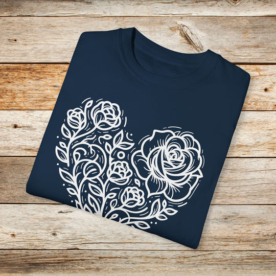 Blooming Heart Rose Graphic T-Shirt