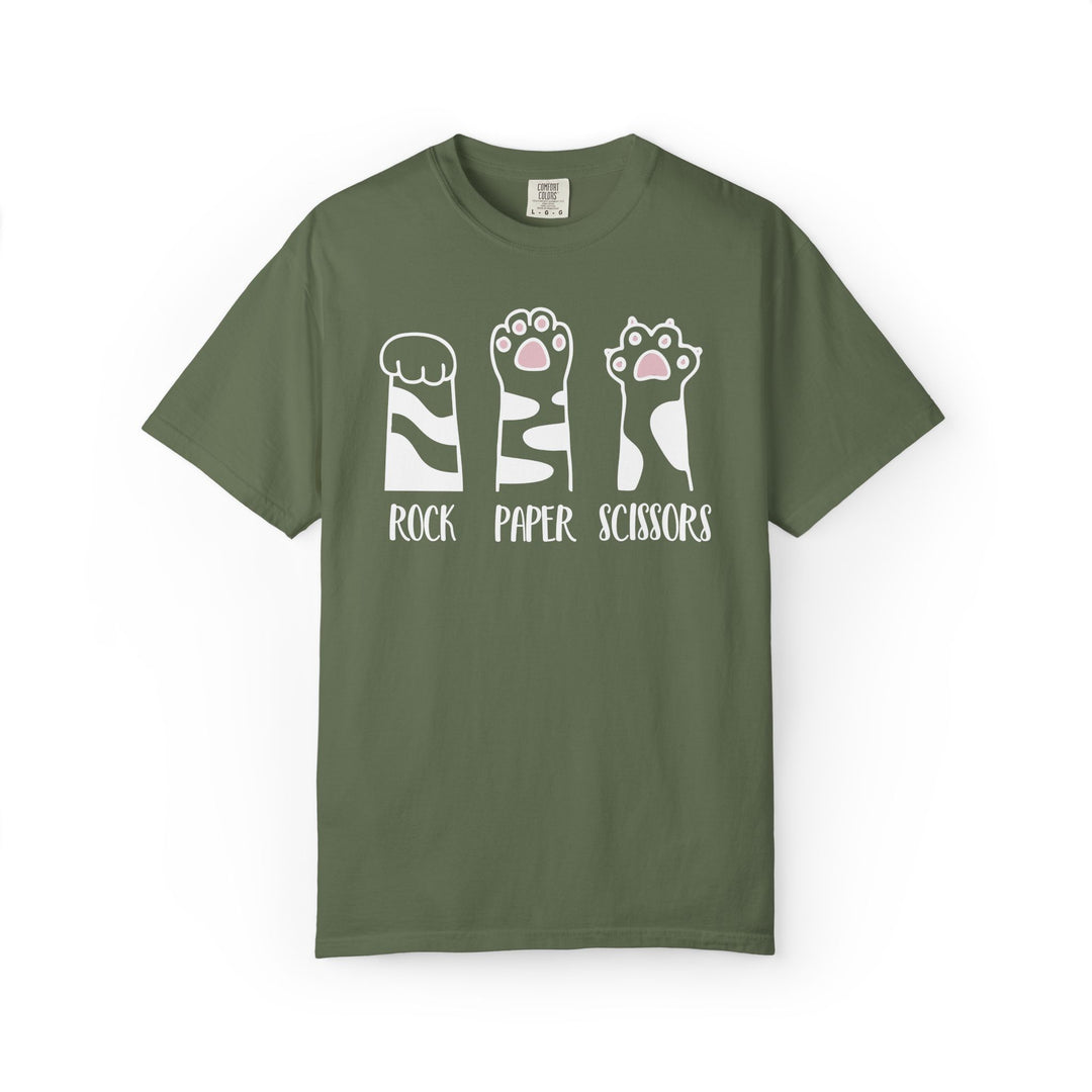 Rock Paper Scissors Cat T-Shirt | Funny Cat Lover Shirt with Cat Paws