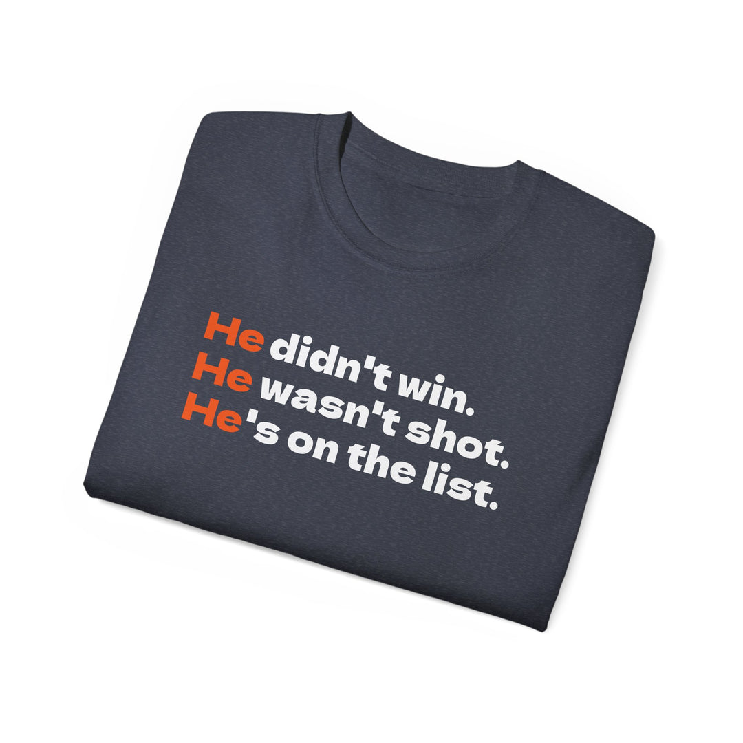 He's on the List T-Shirt, Anti-Trump Tee