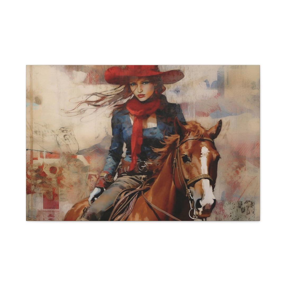 Cowgirl Print Vintage Western Art Oil Painting (v3)
