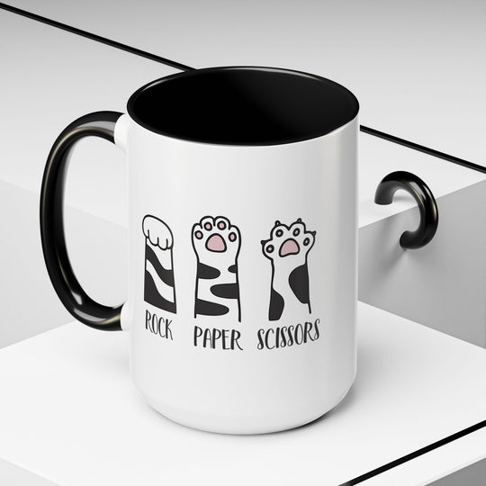 Cat Paw Rock Paper Scissors Mug | Funny Cat Lover Accent Coffee Mug | 11oz &amp; 15oz