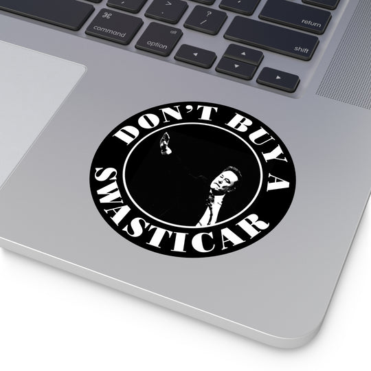 Anti-Tesla Round Vinyl Sticker - Don't Buy a Swasticar